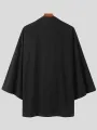 Mens cotwm solet rhydd 3/4 llawes Kimono
