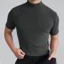 INCERUN Mens T-shirts High Neck Slim Fit Muscle Workout Summer Casual T-shirt