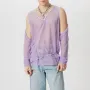 INCERUN Mens T-shirt Fashion Scooped Long Sleeves Tshirt Thin Mesh See Through Lace Up Design Tee Summer Cool Party Top Male