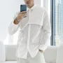INCERUN Men Solid Color Long Sleeve Shirt with Right Tab Design Comfy Loose Fit Lapel Top for Men Plus Size Spring Fall