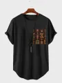 ChArmkpR Mens T-Shirts Colorful Ethnic Geometric Print Curved Hem Short Sleeve Tshirts