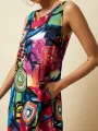 ZANZEA Plus Size Women Long Dress Retro O-neck Abstracted Print Sleeveless Beach Maxi Dress with Pockets