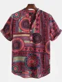 INCERUN Men's Shirt Vintage Floral Ethnic Shirts Summer Beach Dashiki Floral Casual Tops Summer Beach Shirts