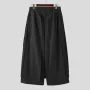 INCERUN Men Trendy Layered Skirt Pants Loose Fit Casual Comfortable Wide Leg Trousers with Side Pockets Plus Size