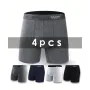 Conjunto de 4 calzoncillos bóxer largos de algodón para hombre, cómodos y antidesgaste, con dobladillo antivuelco y cintura media.