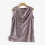 Blusas ZANZEA para mujer, elegantes camisetas sin mangas con cuello vuelto, camisolas de satén sin mangas para oficina y trabajo.