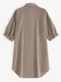 ZANZEA Women Daily Casual 3/4 Length Sleeve Solid Color Shirt Dresses