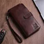 BULLCAPTAIN Men's Genuine Leather Wallet RFID Function Can Place 6.5'' Mobile Handbag High Quality Multi Card Long Wallet