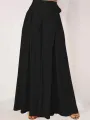 ZANZEA Women Solid Color Bowknot Pleated Loose Casual Wide Leg Pants