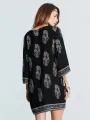 ZANZEA Plus Size Women Mid Long Dress Retro Floral Printed 3/4 Sleeve Beach Midi Dresses