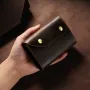 Ekphero Handmade Leather Credit Card Holder Wallet for Men Vintage Genuine Leather Multi-slot Driver's License Card Holder Wallet