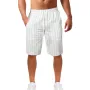 Pantalones cortos de lino y algodón de secado rápido para hombre, de verano, transpirables, a rayas, informales, para gimnasio, correr, con bolsillo cargo, para playa, de cinco puntos, ligeros y cómodos.