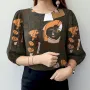ZANZEA Blusa elegante de trabajo para mujer, cuello redondo, manga 3/4, estampada, elegante, estilo femenino