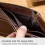 BULLCAPTAIN Dompet Pria Kulit Asli Multifungsi Dompet Lipat Dua Ritsleting RFID Anti-magnetik Tempat Kartu Multi-slot Dompet Koin