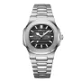 CRRJU Men's Quartz Watch Stainless Steel Band Waterproof Luminous Square Dial Business Casual Fashion Date Wristwatch