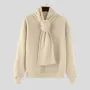 INCERUN Mens Solid Color Scarf Neck Pullover Hoodie Fashion Men Long Sleeve Top Clothing Comfortable
