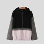 INCERUN Mens Faux Fur Panel Long-Sleeve Jacket Fashion Color Block Patchwork Coat for Fall Winter