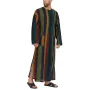 INCERUN Mens Striped Button Long Sleeve Long Shirt Cotton Linen Baggy Full Length Robe Casual Daily Retro Colorful Striped Robe for Men Plus Size, Spring Fall