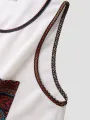 ChArmkpR Mens Ethnic Geometric Trim Print Knit Sleeveless Tanks