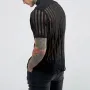 男士夏季短袖黑色條紋襯衫