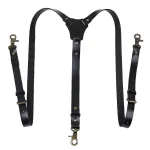 Men's PU Leather Suspenders Retro Style Y back Adjustable Belt Loop 3 Snap Hooks Belt Mens Trousers Braces
