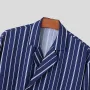 Mens Striped Lapel Double Breasted Casual Shirt Comfortable Casual Long Sleeve Shirts Lapel Top for Big Men Large Size S-5XL