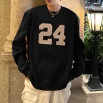 INCERUN Mens Number Print Long-Sleeve Sweatshirt Fashion Comfortable Solid Color Crew Neck Pullover for Male Plus Size S-5XL