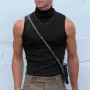 INCERUN Mens Tank Tops Fashion-forward Males Solid Color Knitted High-necked Vest Summer Comfy Sleeveless Men's Top Clothing