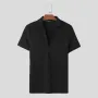 INCERUN Men Shirts Stylish Textured V-Neck Knit Top Japanese and Korean Style Summer Solid Color Casual Top Male Clothing