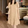 ZANZEA Elegant Style Women Dress Ladylike Puff Sleeve Dress Lace Patchwork Midi O Neck Dresses