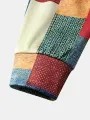 ChArmkpR Erkek Kazak Kapşonlular Renk Blok Patchwork Yuvarlak Yaka Bol Kazak Sweatshirtler