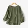 ZANZEA Women's Round Neck Drop Shoulder Lantern Sleeve Loose Casual Solid Blouses