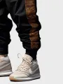 Mens Smile Ethnic Geometric Print Patchwork Loose Drawstring Waist Pants