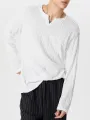 INCERUN Mens Solid Color Cut V-neck Long Sleeve Top Casual Shirts
