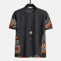 ChArmkpR Mens Ethnic Geometric Pattern Stitching Texture Short Sleeve Streetwear T-Shirts