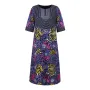 VONDA Womens Elegant Half Sleeve Noble Crew Neck Printed Maxi Dresses (Plus Size)