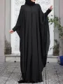 ZANZEA Plus Size Women Chiffon Kaftan Tunic Two-Piece Detachable Outside Bat Long Sleeve Maxi Dress