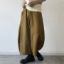 INCERUN Men Casual Loose Fit Pants with Pockets Solid Color Comfortable Wide Leg Seven-point Trousers for Spring Fall S-5XL