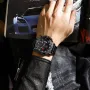 CRRJU Men's Quartz Chronograph Watch Stainless Steel Strap Waterproof Large Dial Luminous Sport Wristwatch with Date Function