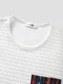 Mens Ethnic Geometric Print Chest Pocket Quilted Curved Hem T-Shirts