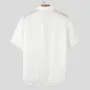Camisas para hombre INCERUN, camisa blanca de gasa con flecos, cuello en V, solapa, manga corta, color liso