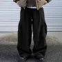 INCERUN Mens Casual Deconstructed Pleated Carrot Pant Casual Daily Solid Color Design Long Trousers Male S-5XL