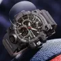 SANDA Men's Electronic Watch Dual Display Waterproof Quartz Watch Fashion Outdoor Sports Wristwatches Movement with Luminous, Stopwatch, Countdown, Alarm & Date Function