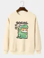 ChArmkpR Mens Cartoon Animal Graphic Crew Neck Daily Pullover Sweatshirts