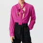 INCERUN Herrar Skyrta Fashion-forward Karlar Björt Long Sleeve Skyrta með Big V-hálsmáli og flæðandi borðum