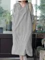 Stripe Print Slit Hem Pocket V-neck Dress