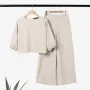 ZANZEA Women Casual Solid Top Pant Sets Spring Summer Puff Sleeve Top Wide Leg Trouser 2pcs Outfits Daily 2 Pieces Womens Suits 5XL Autumn