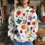 INCERUN Mens Colorful Floral Print Sweatshirts Comfortable Classic Crew Neck Casual White Sweatshirts for Men S-5XL