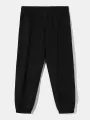 ChArmkpR Mens Black Pant Smile Face Print Multi Pocket Drawstring Waist Cargo Pants