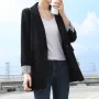 ZANZEA Plus Size Women's Stripe Panel Long Sleeve Button Front Lapel Blazer with No Pockets